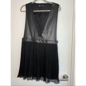 Zara Faux Leather + Electric Pleats Dress